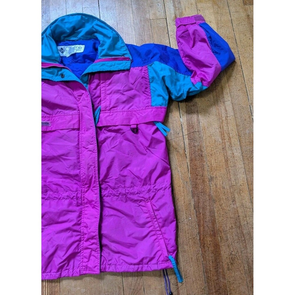 Vtg Columbia Jacket Womens S Magenta Teal Colorblock Windbreaker 90s